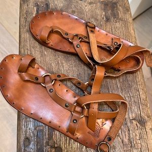 beek Brown Leather Sandals